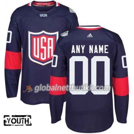 USA Hockeydrakt Custom World Cup i ishockey 2016 Blå Premier - Barn